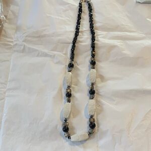 Handcrafted Costume Jewelry Elegant Black and White Beaded 30” Necklace